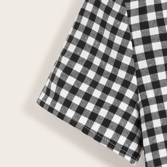 SHEIN Button Front Plaid Smocked Top in size 6 medium - Picture 5 of 11